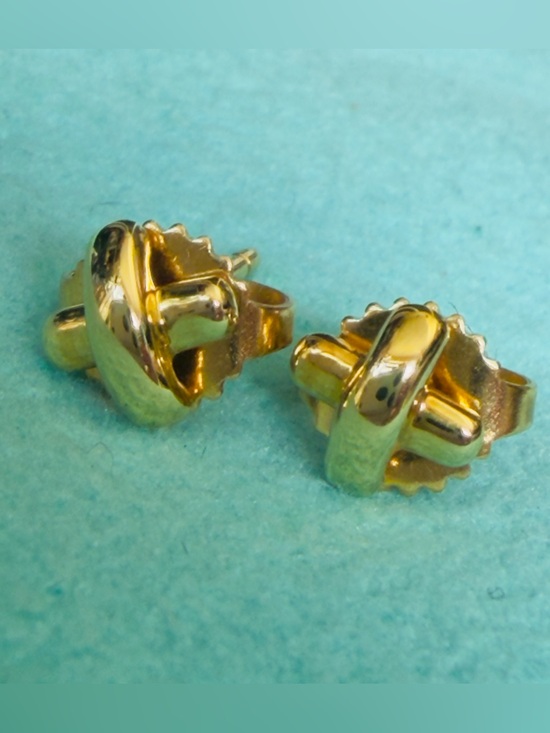 Tiffany & Co. Jewelry - Tiffany & Co. 18K Yellow Gold Mini x Cross Stitch Stud Earrings